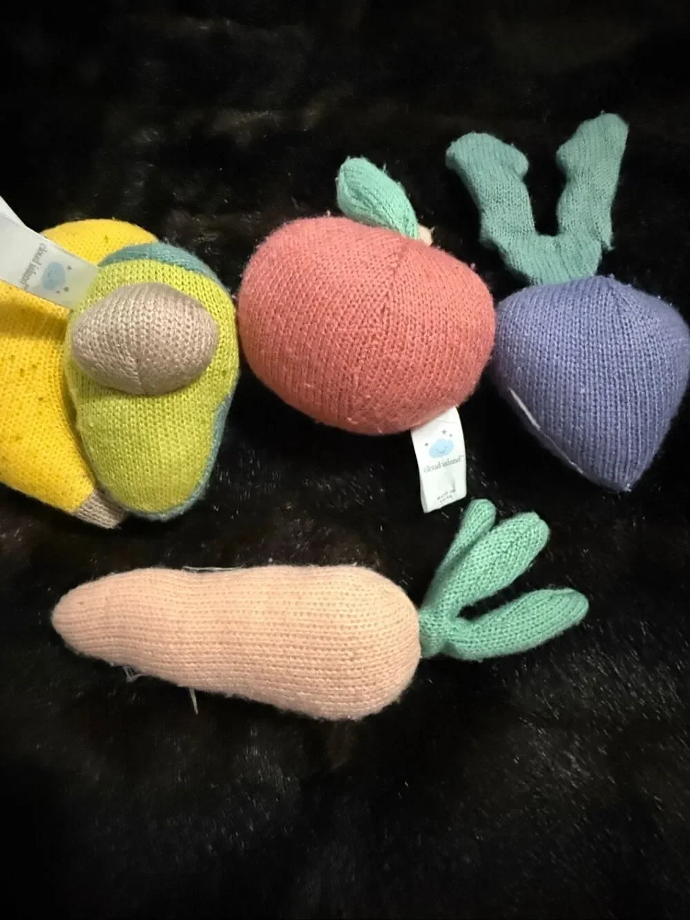 Cloud Island Vegetable Plush Toy Pretend Play Kitchen Rattles Baby Set 5 Fruits